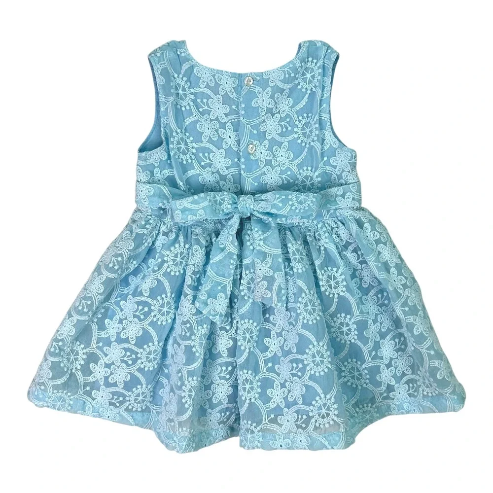Pink Reban Baby Girl Dress 12-18 Months Blue Floral Embroidered Party Special